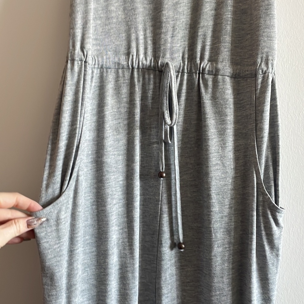 Grey Jumpsuit With Pockets And Drawstring Waist - image 3